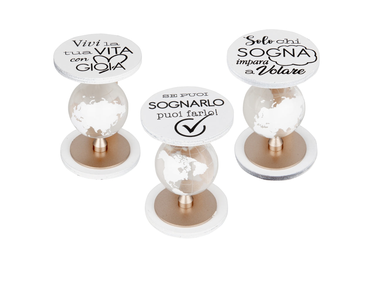 Volando mappamondo girevole in vetro h.8 in 3 assortimenti