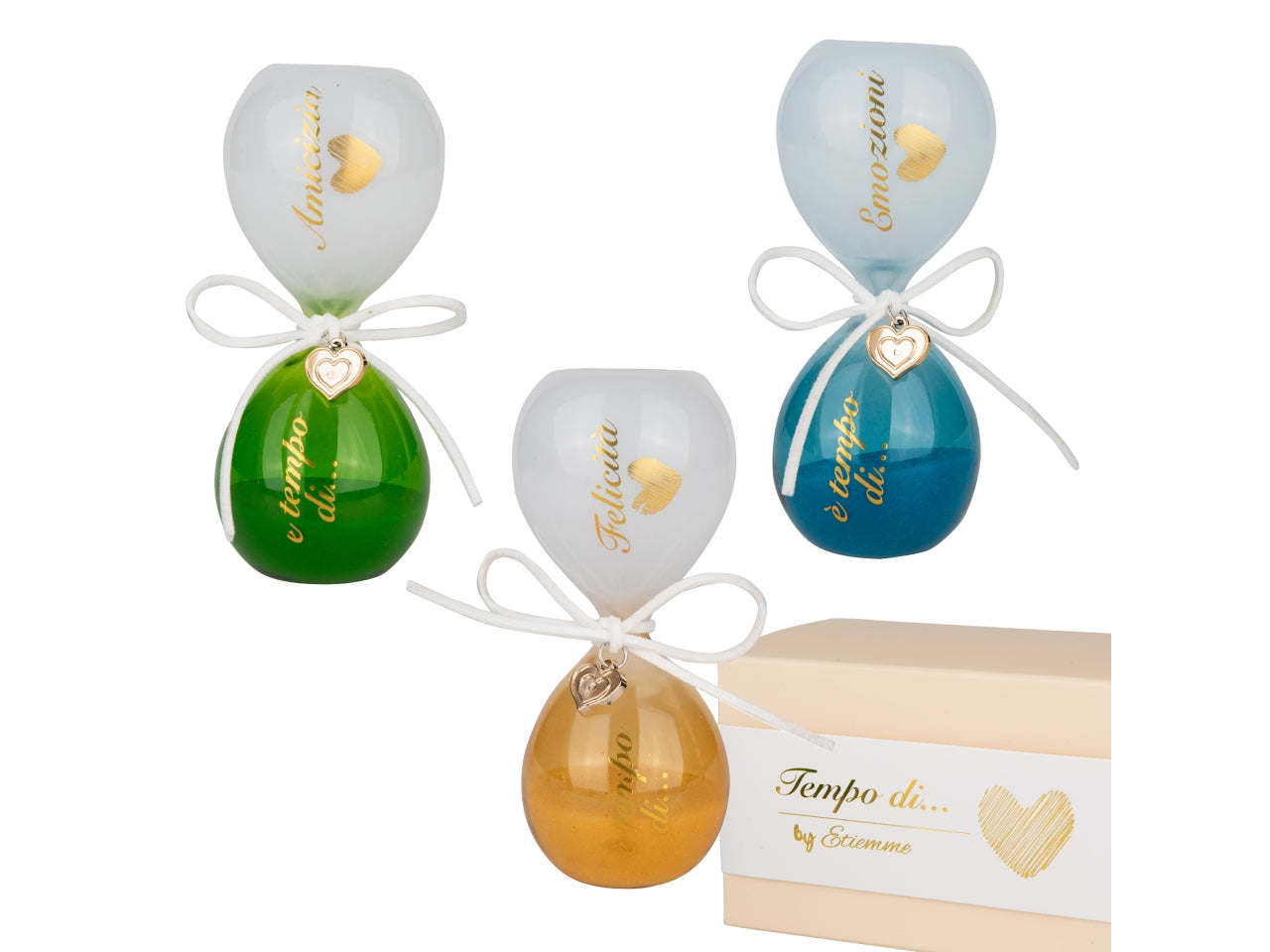 Tempo clessidra decorate 12cm 3assortimenti di colori