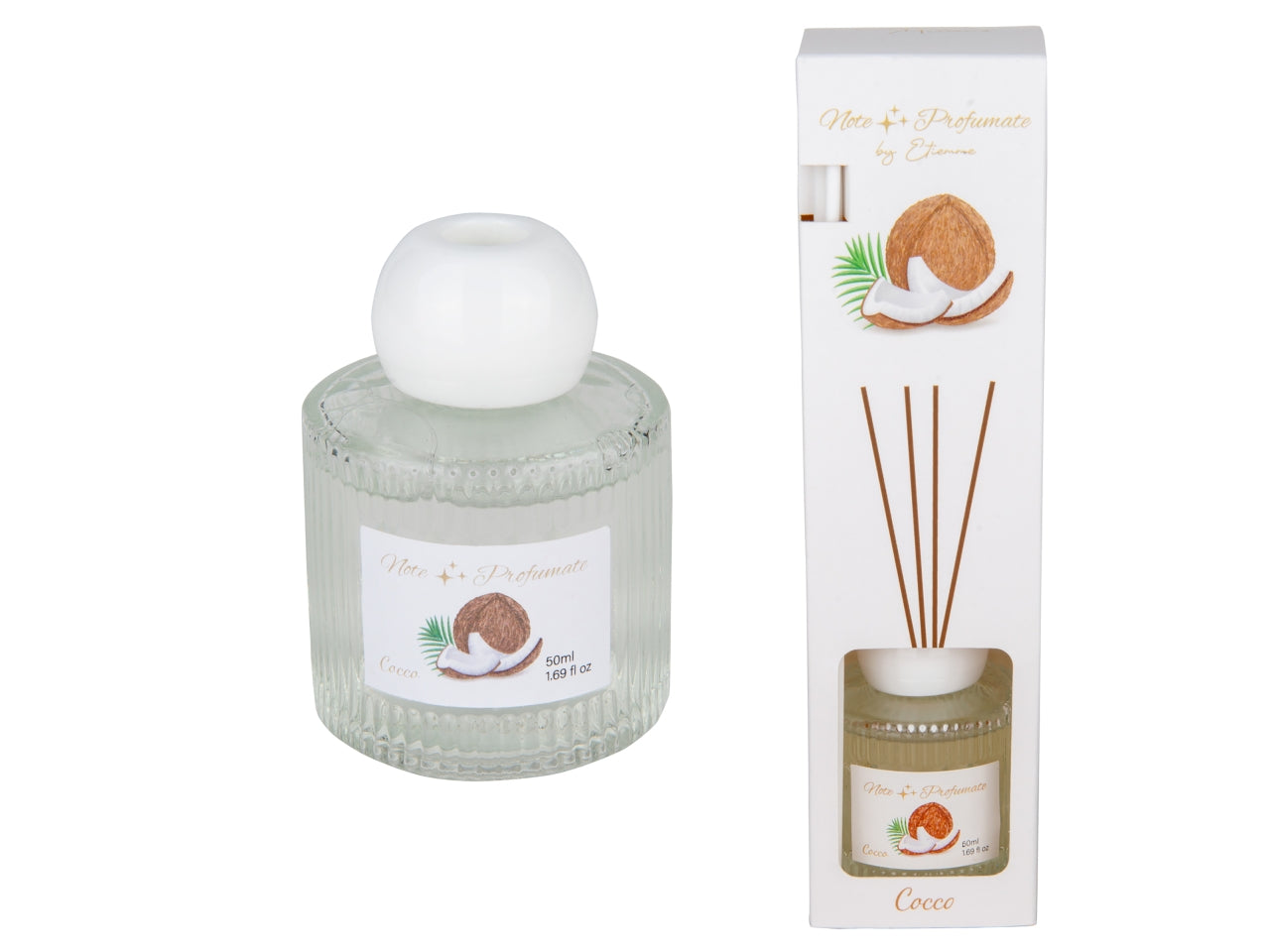 Aroma diffusore con bacchette 50ml cocco$