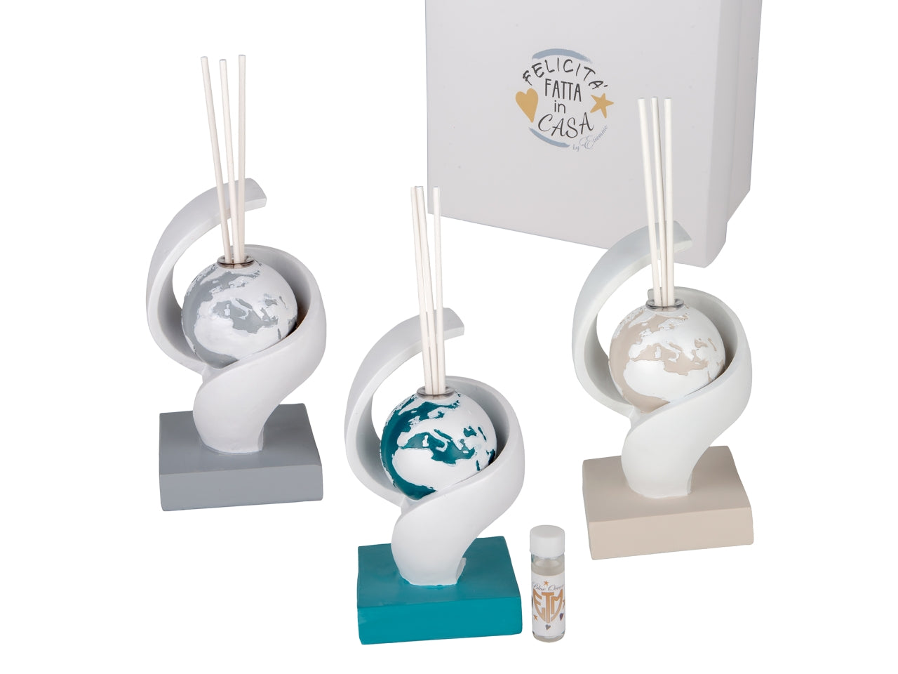 World globo resina diffusore con bacchete e profumo 14cm 3assortimenti di colori