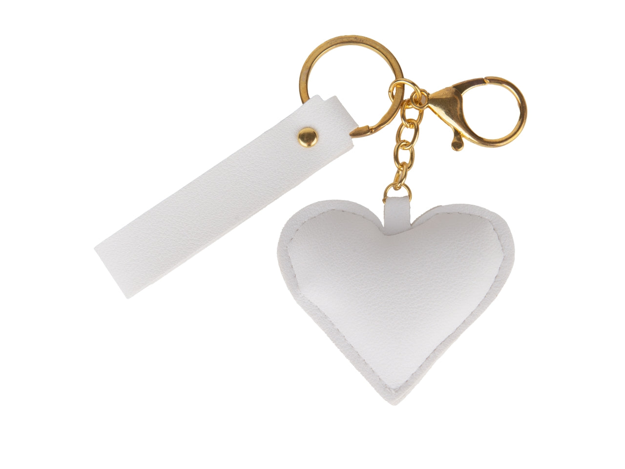 Raffinato portachiavi cuore in ecopelle 6,5cm bianco