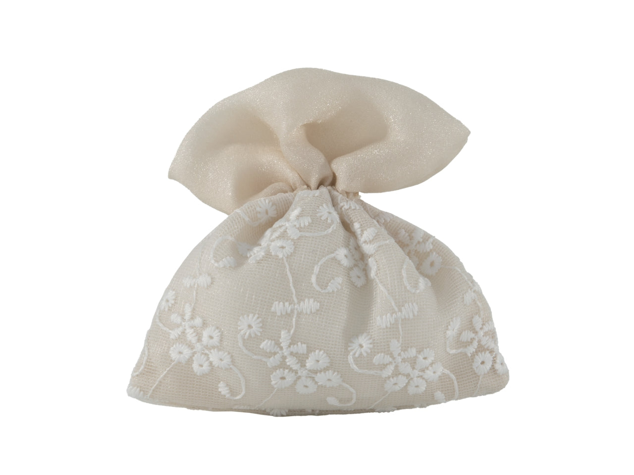 Matilde sacchetto portaconfetti ricamato 10x11cm beige