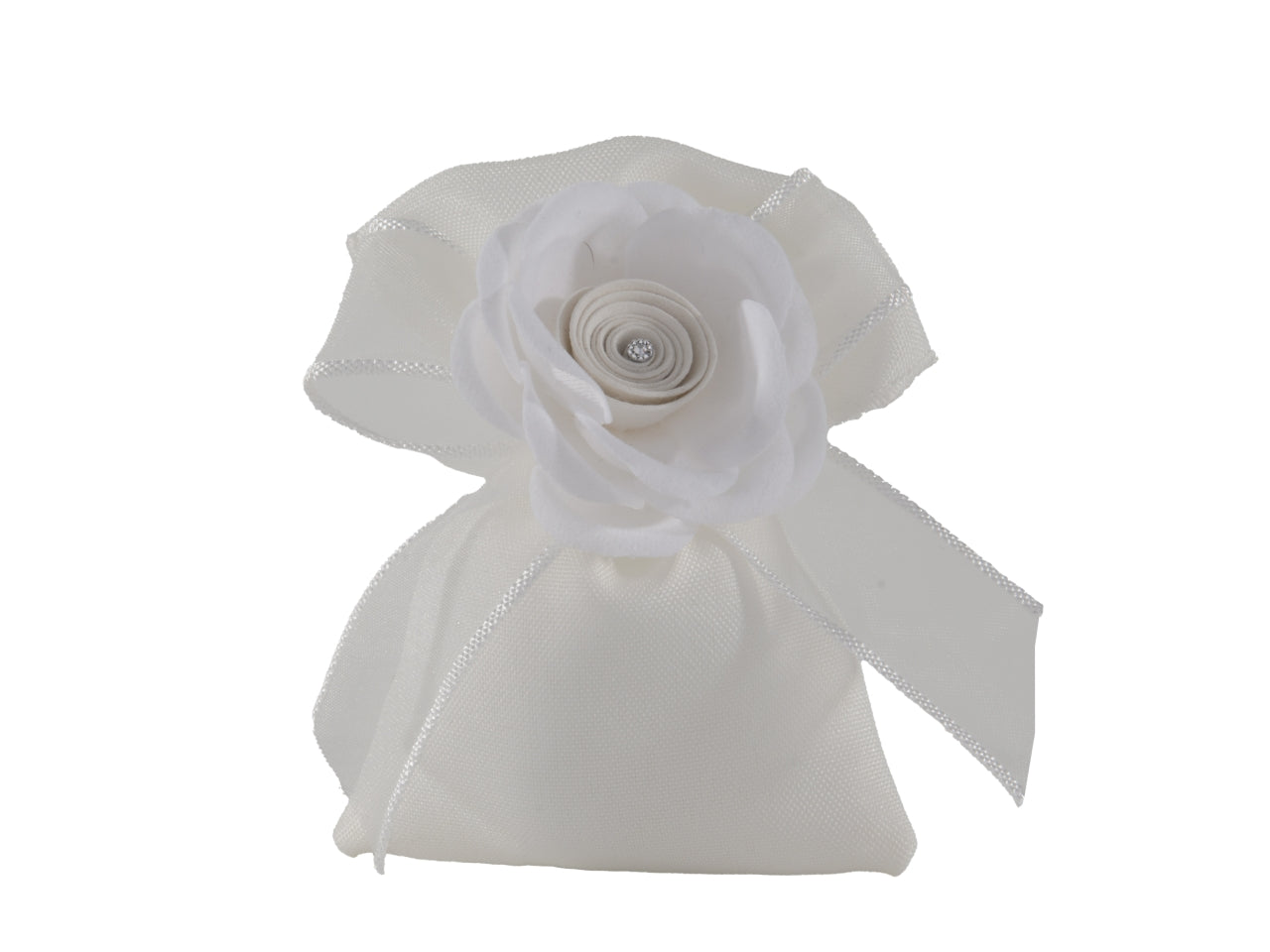 Sofi' sacchetto portaconfetti con fiore 10x13cm bianco