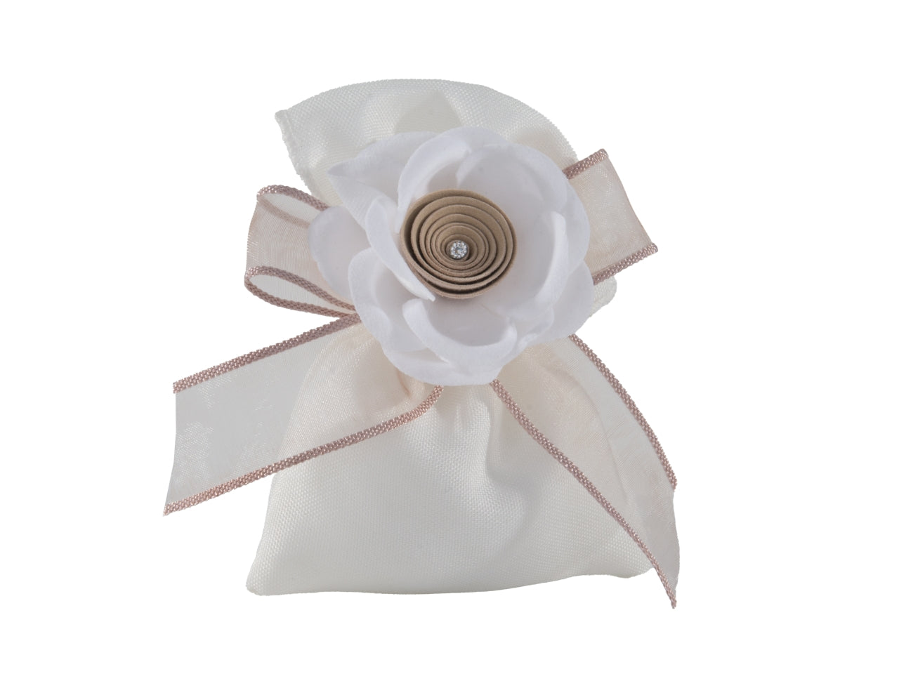 Sofi' sacchetto portaconfetti con fiore 10x13cm beige