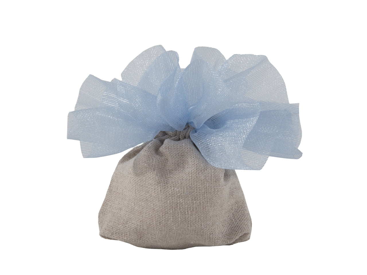 Campagna sacchetto portacontetti in tessuto 10x13cm naturale e celeste