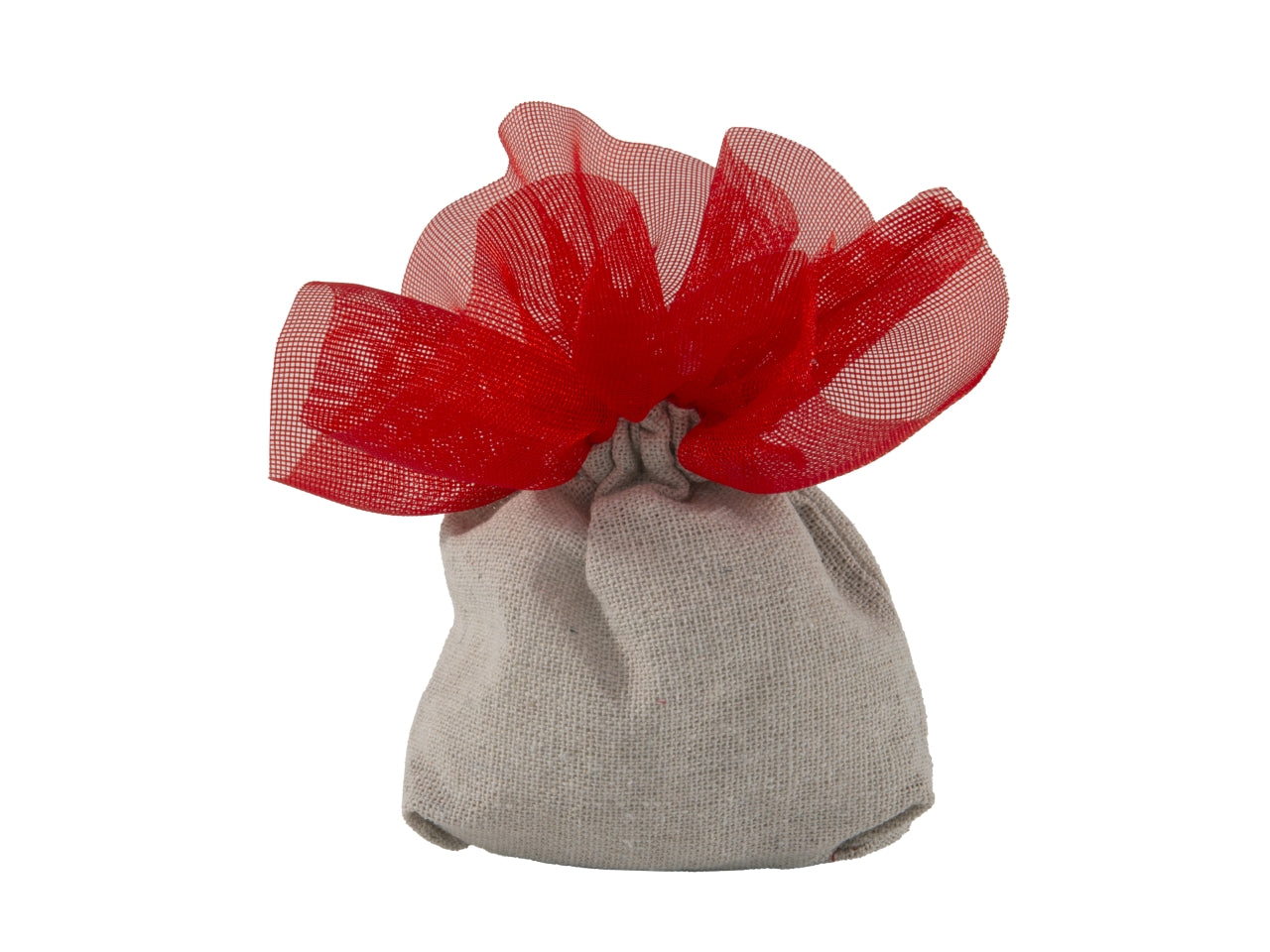 Campagna sacchetto portacontetti in tessuto 10x13cm naturale e rosso