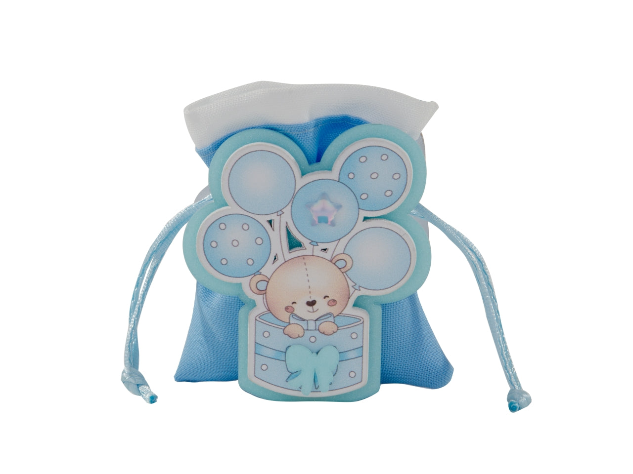 Sorriso sacchetto portaconfetti con orsetto 8cm celeste