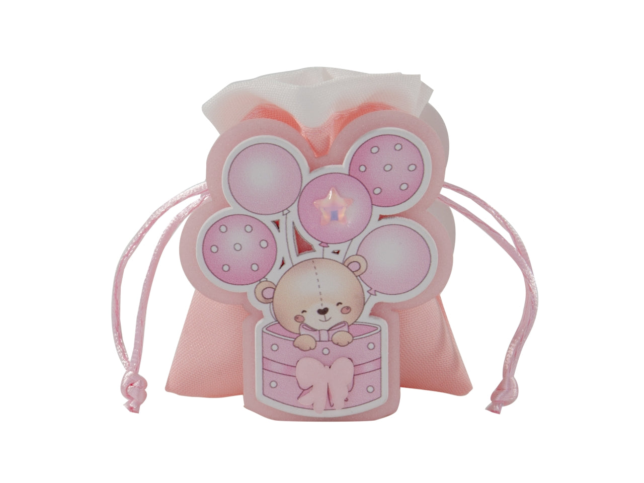 Sorriso sacchetto portaconfetti con orsetto 8cm rosa