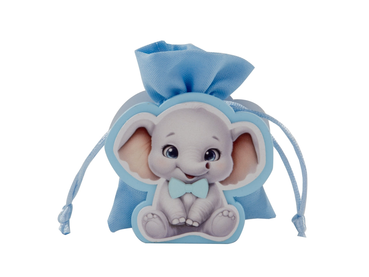 Pinco sacchetto portaconfetti 9cm celeste con elefantino