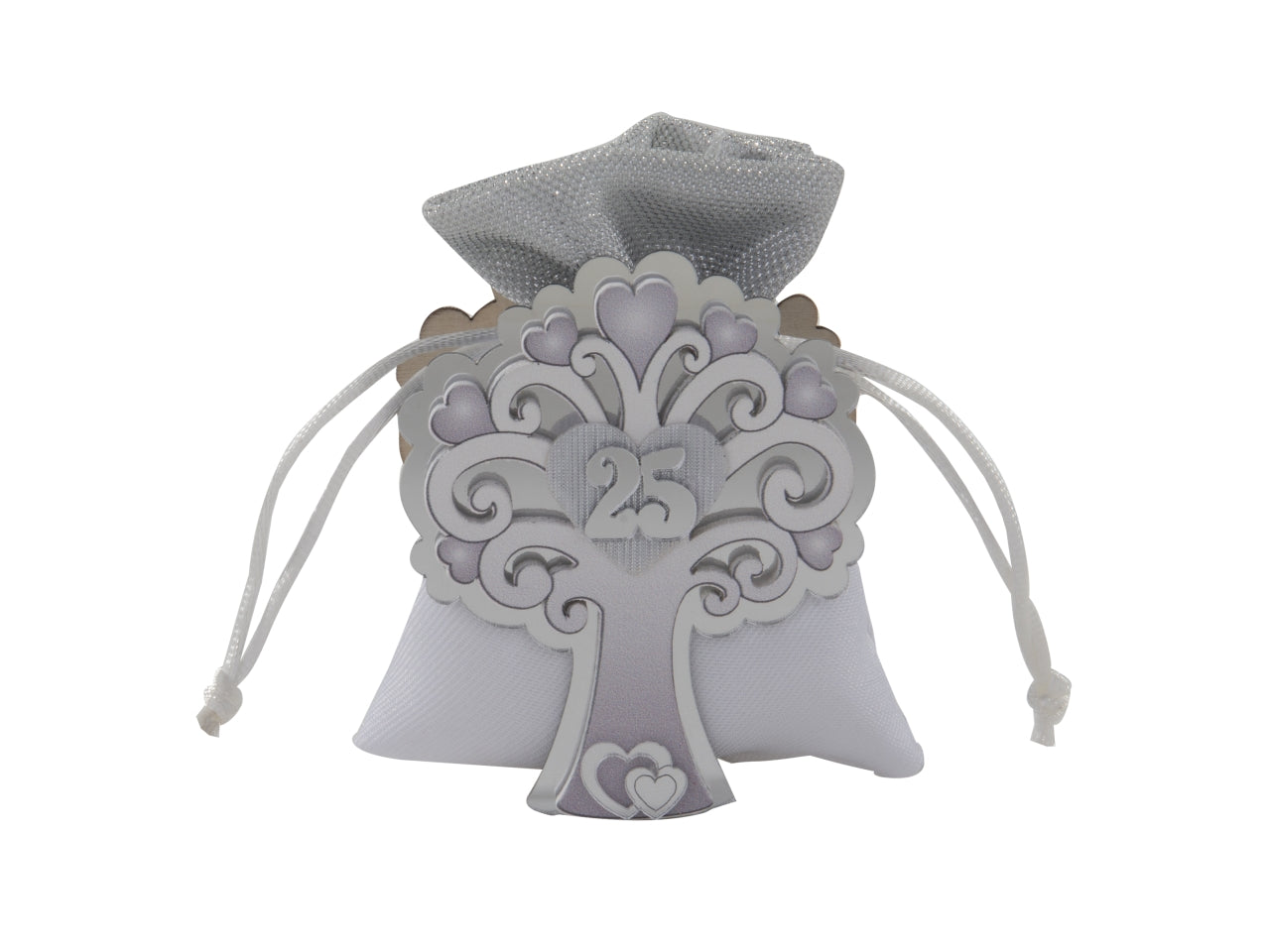 Tree sacchetto portaconfetti 9cm con albero della vita 25°anniversario