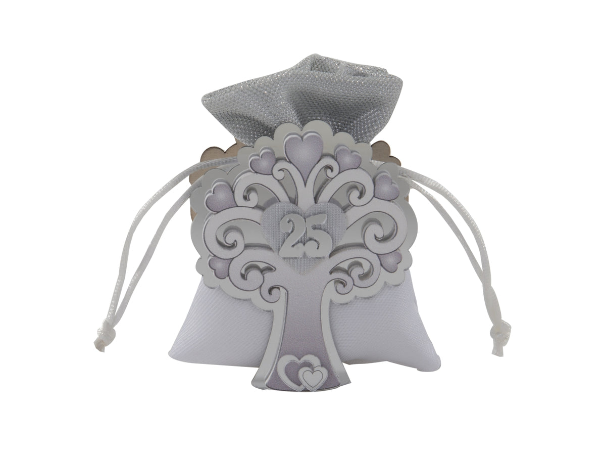 Tree sacchetto portaconfetti 9cm con albero della vita 25°anniversario