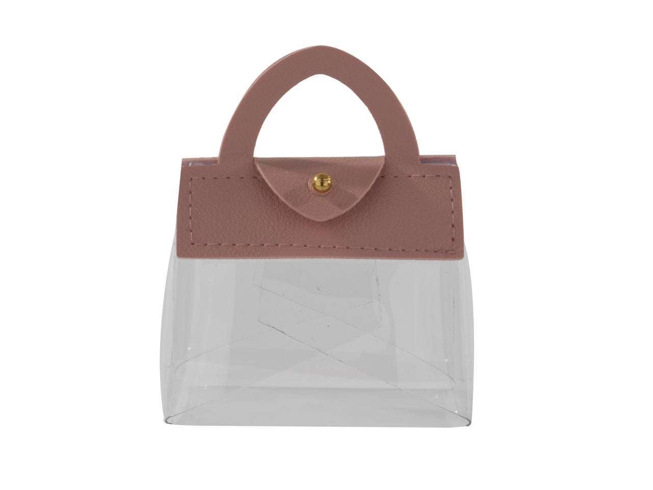 Grazia borsetta portaconfetti 7xh.9cm in pvd ed ecopelle trasparente e rosa antico