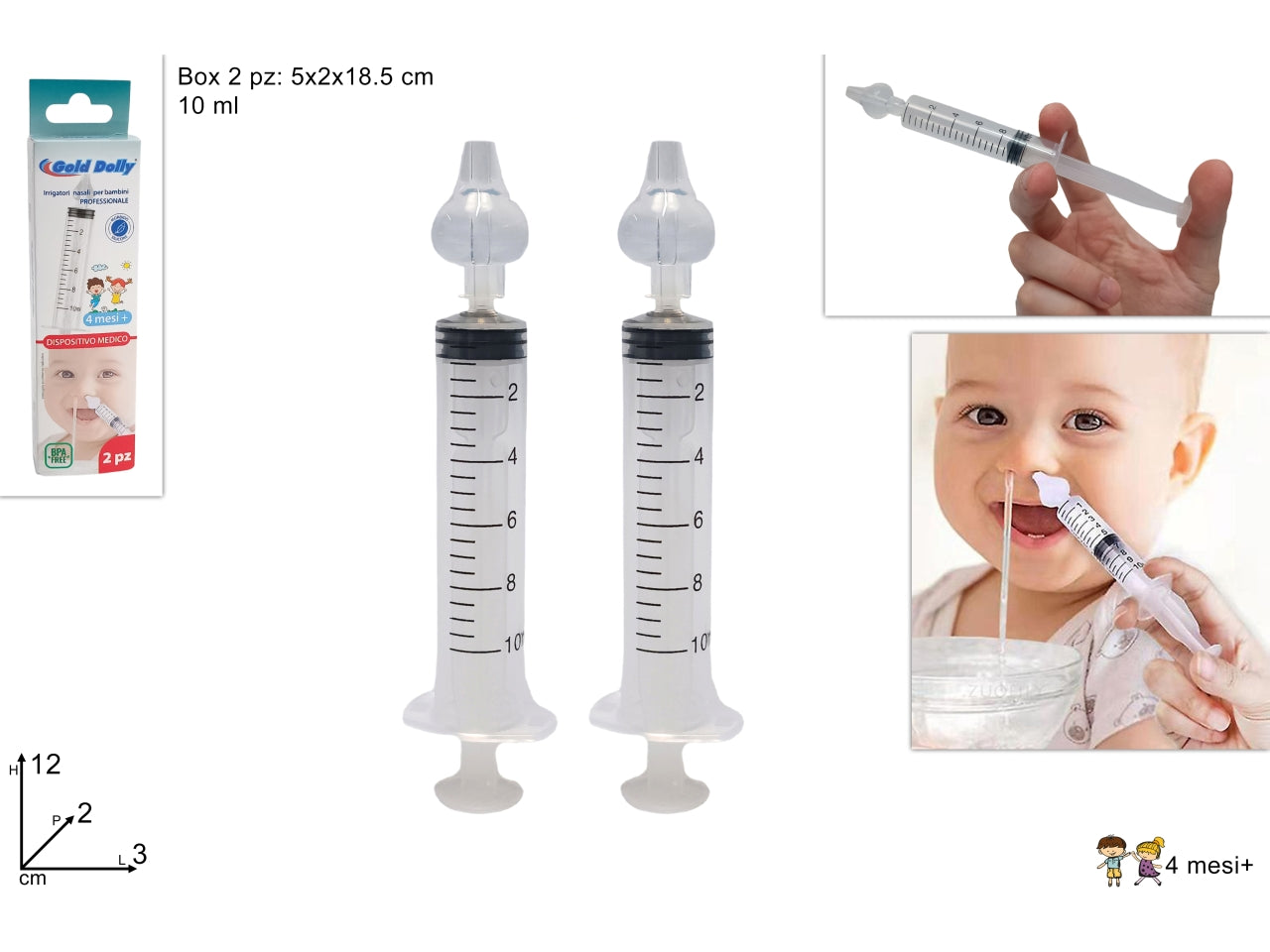 Irrigatore nasale per bambini professionale confezione da 2 pz