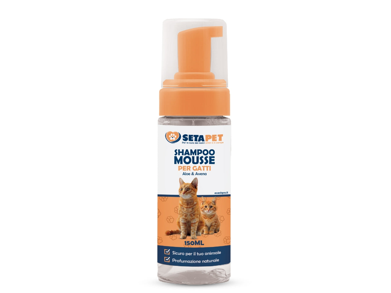 Shampoo senza risciacquo setapet per gatti 150ml aloe e avena
