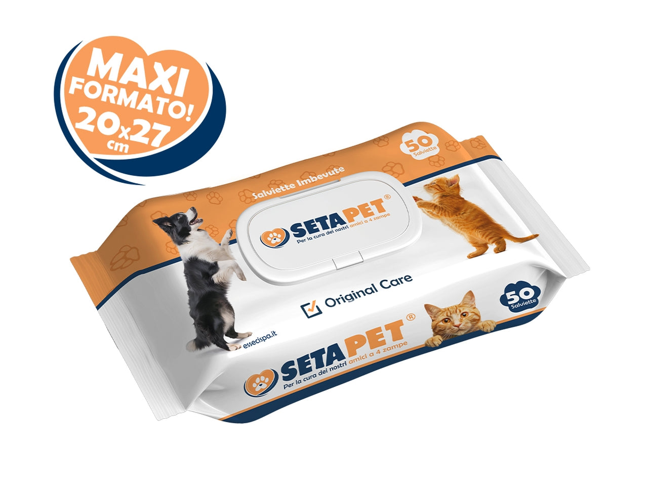 Salviette imbevute setapet 50 pezzi maxi forma 20x27cm con apertura pop-up
