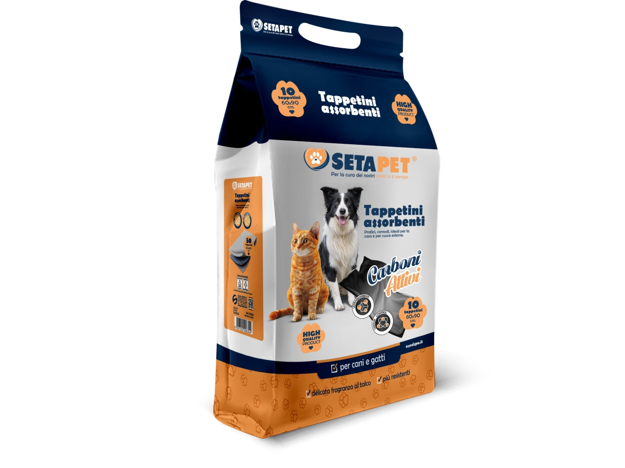 Tappetini assorbenti setapet con carbone attivi 60x90cm in confezione da 10 tappetini
