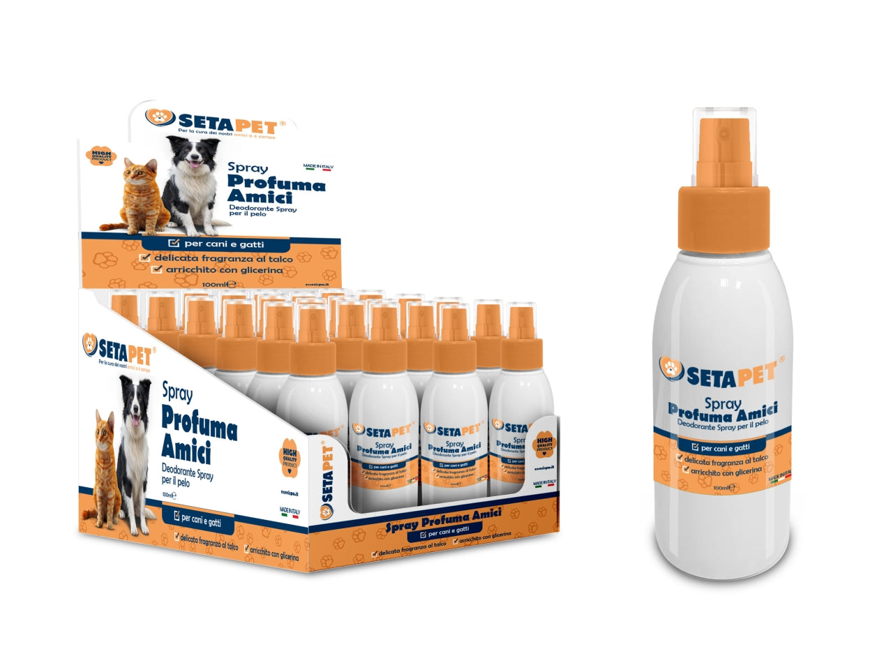 Setapet spray profuma amici, deodorante per il pelo 100ml al talco