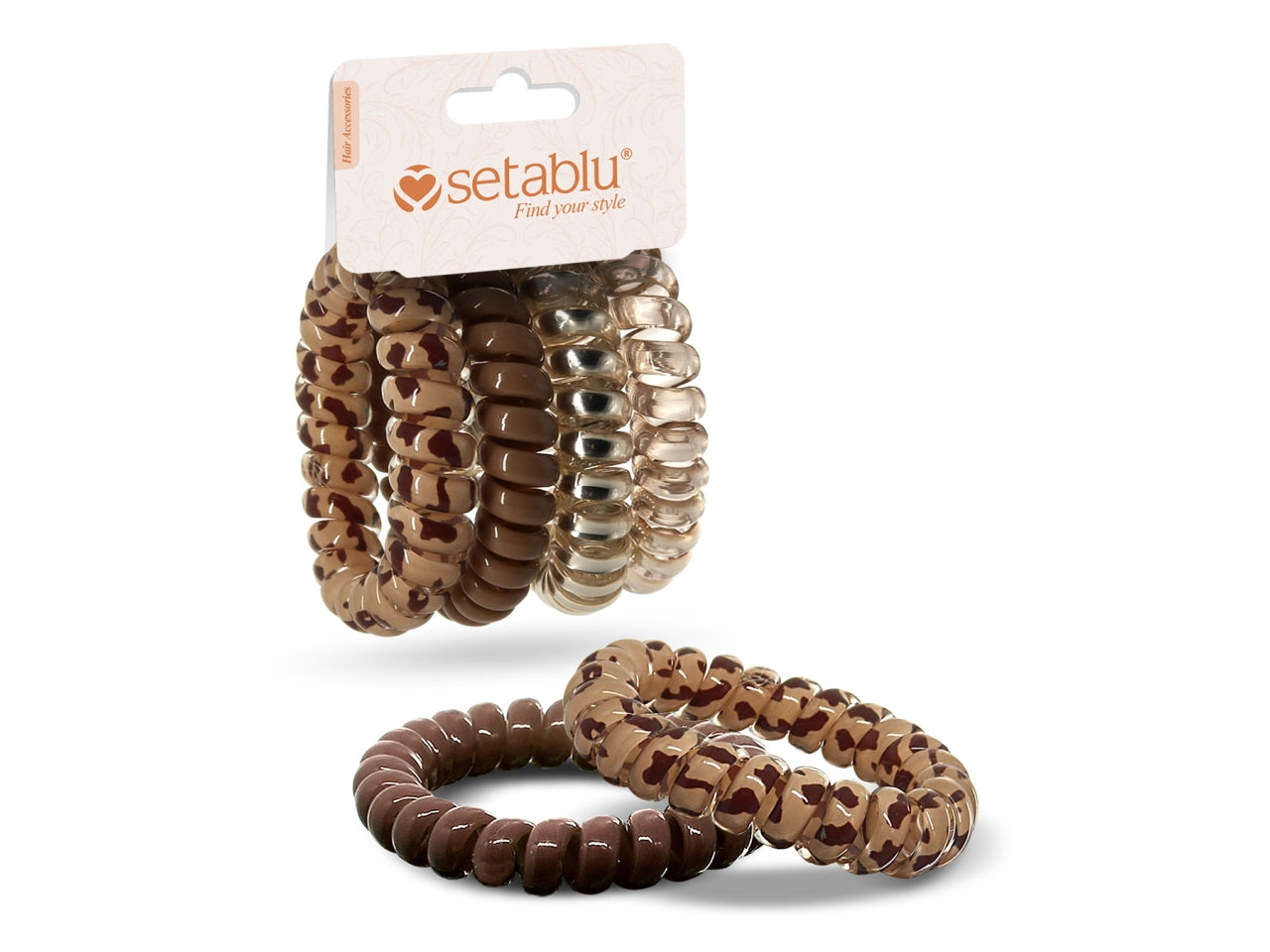Elastici per capelli a spirale beige/oro assortiti