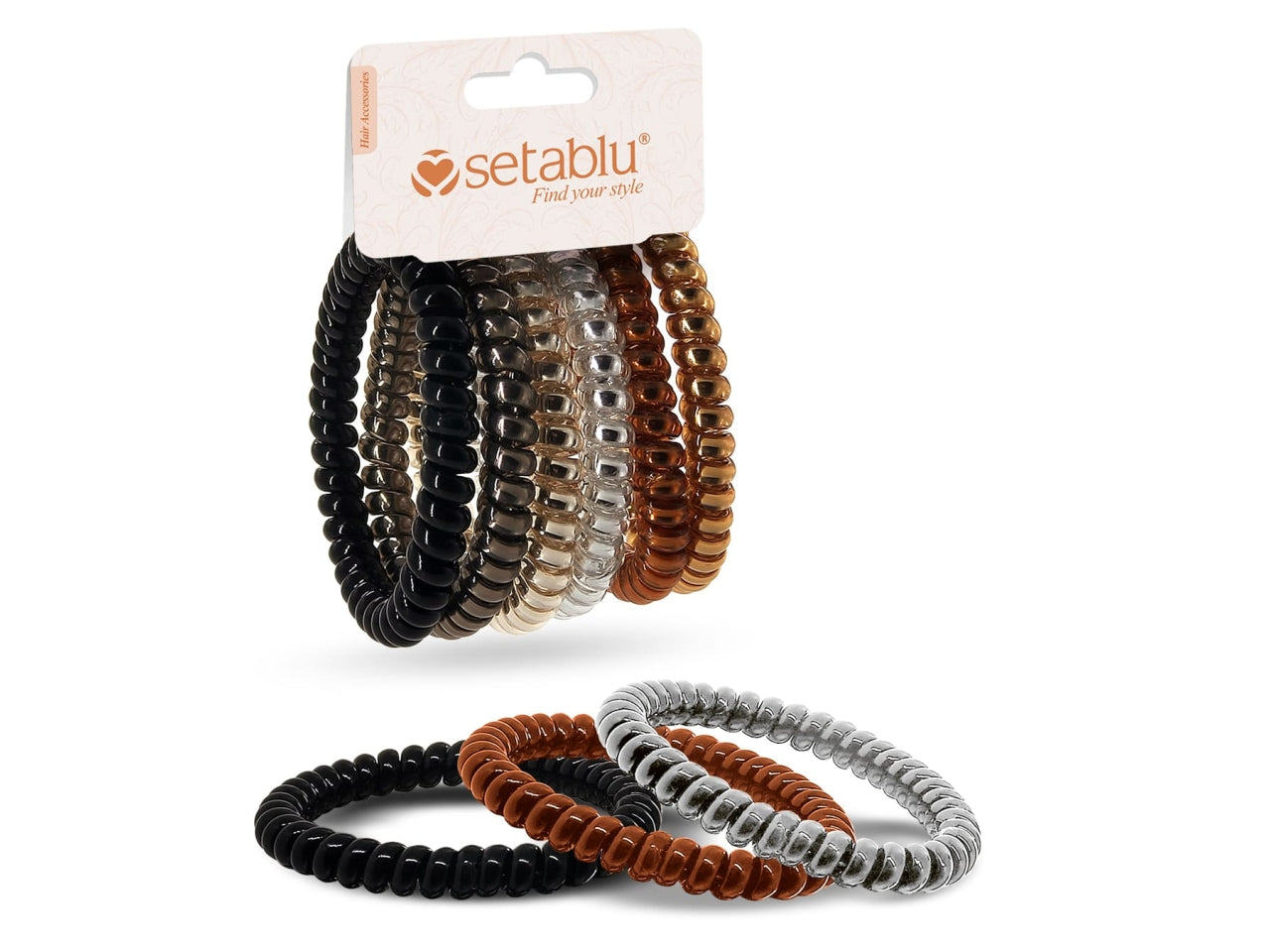 Elastici per capelli a spirale 6 pezzi assortiti