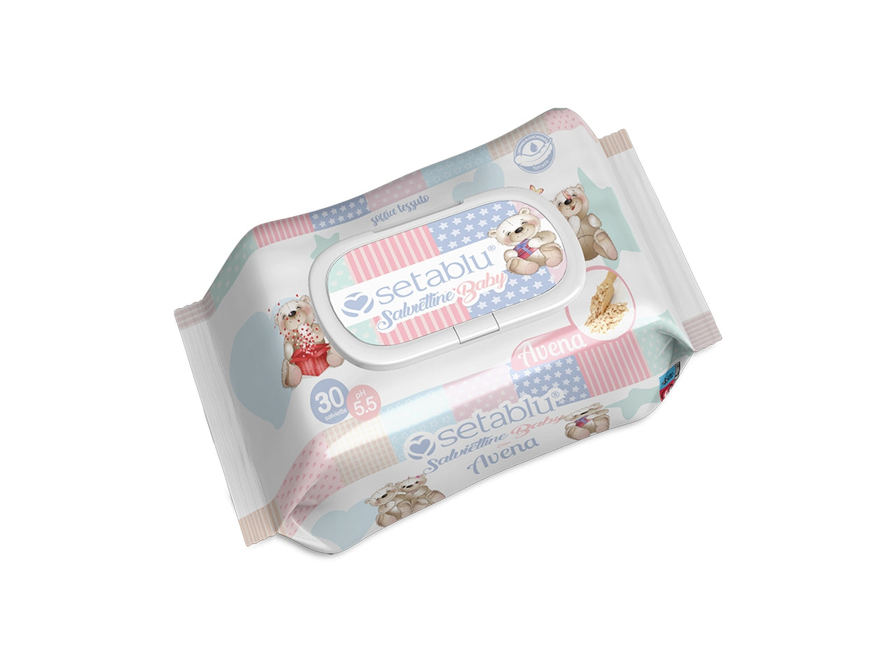 Salviette baby 30 pezzi all' avena con apertura pop-up
