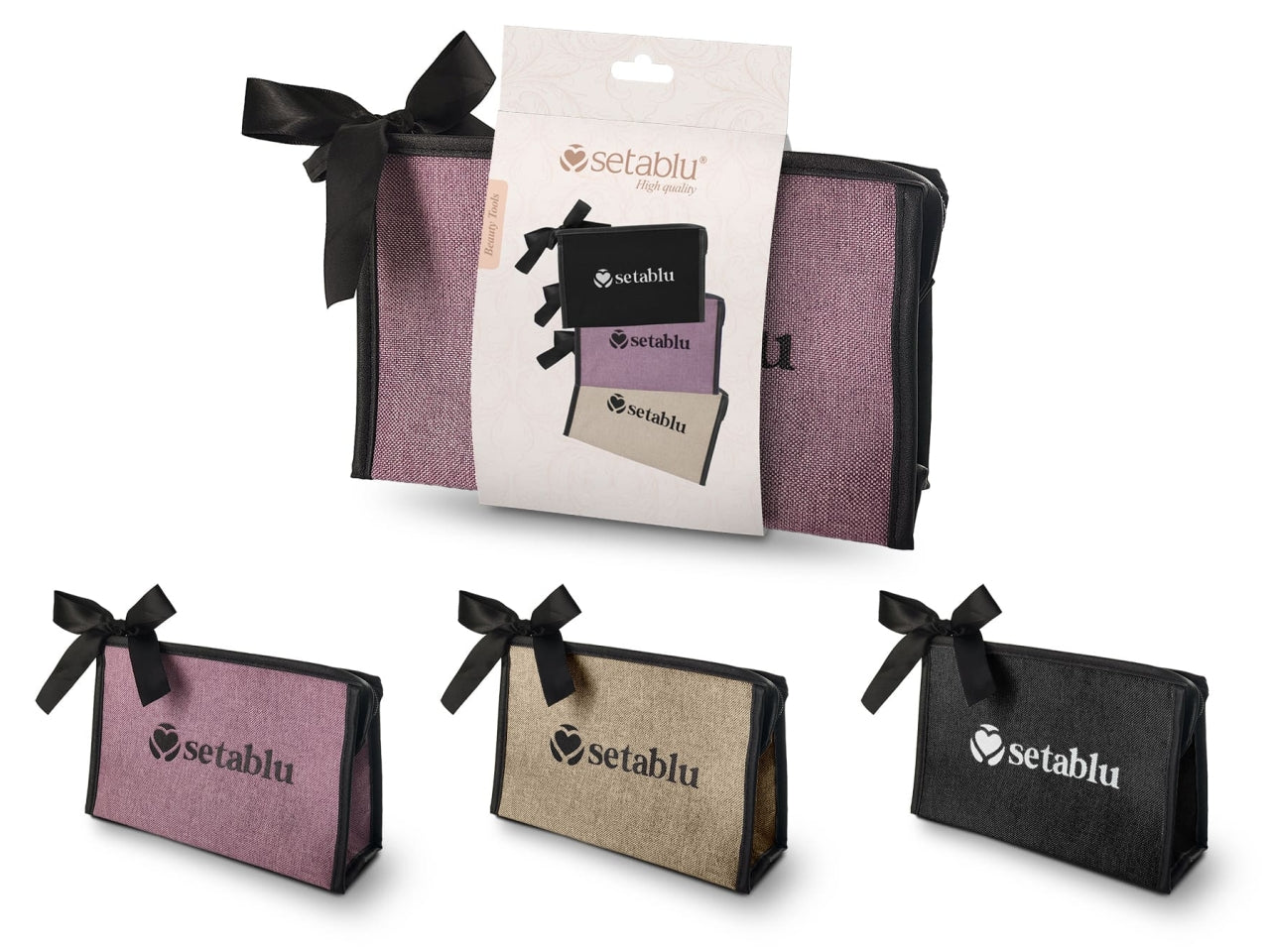 Pochette rettangolare con fiocco 23x14x7cm in colori assortiti