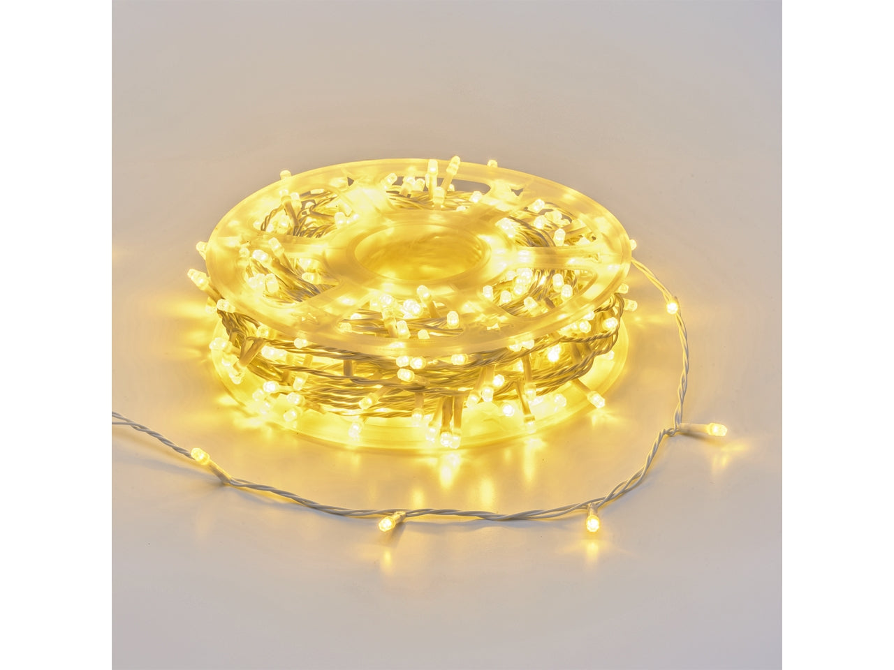 Catena 500maxi led bianco caldo con 7 giochi di luce con filo bianco 50+4mt per uso interno ed esterno