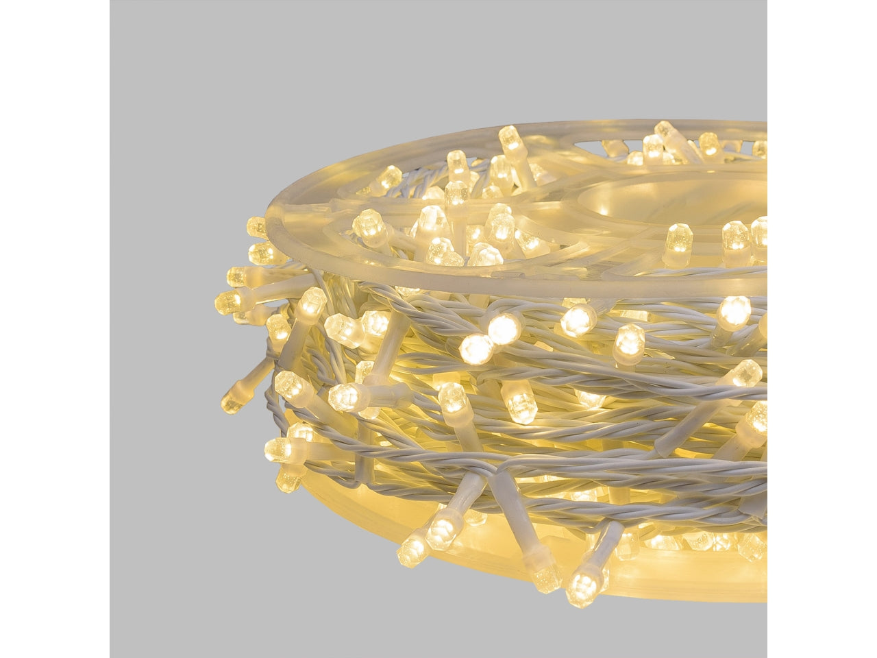 Catena 500maxi led bianco caldo con 7 giochi di luce con filo bianco 50+4mt per uso interno ed esterno