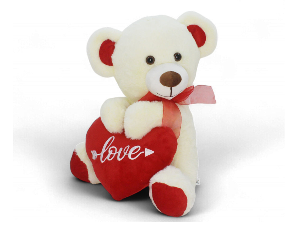 Orso in peluche 35cm bianco con cuore rosso