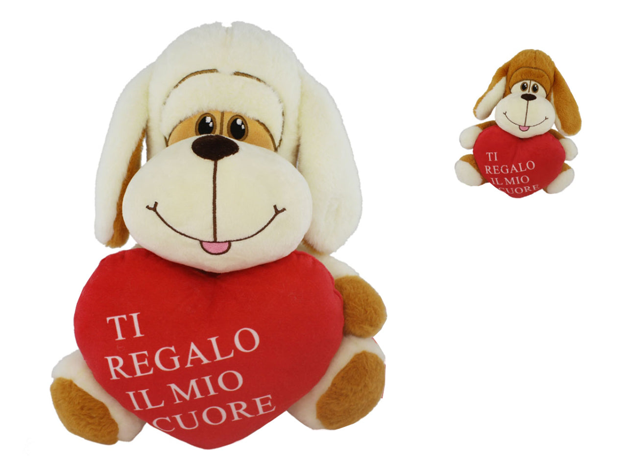 Cane peluche 30cm con cuore colori assortiti