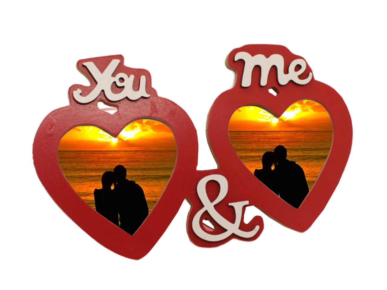 Portafoto 2 cuori in legno 22x14cm you&me