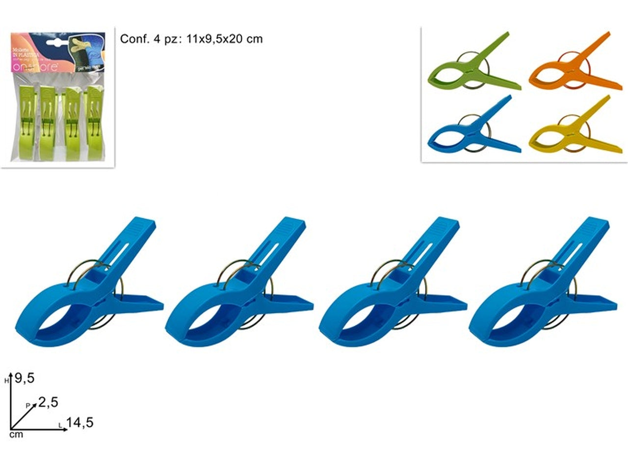 Set 4 mollette 4 assortiti