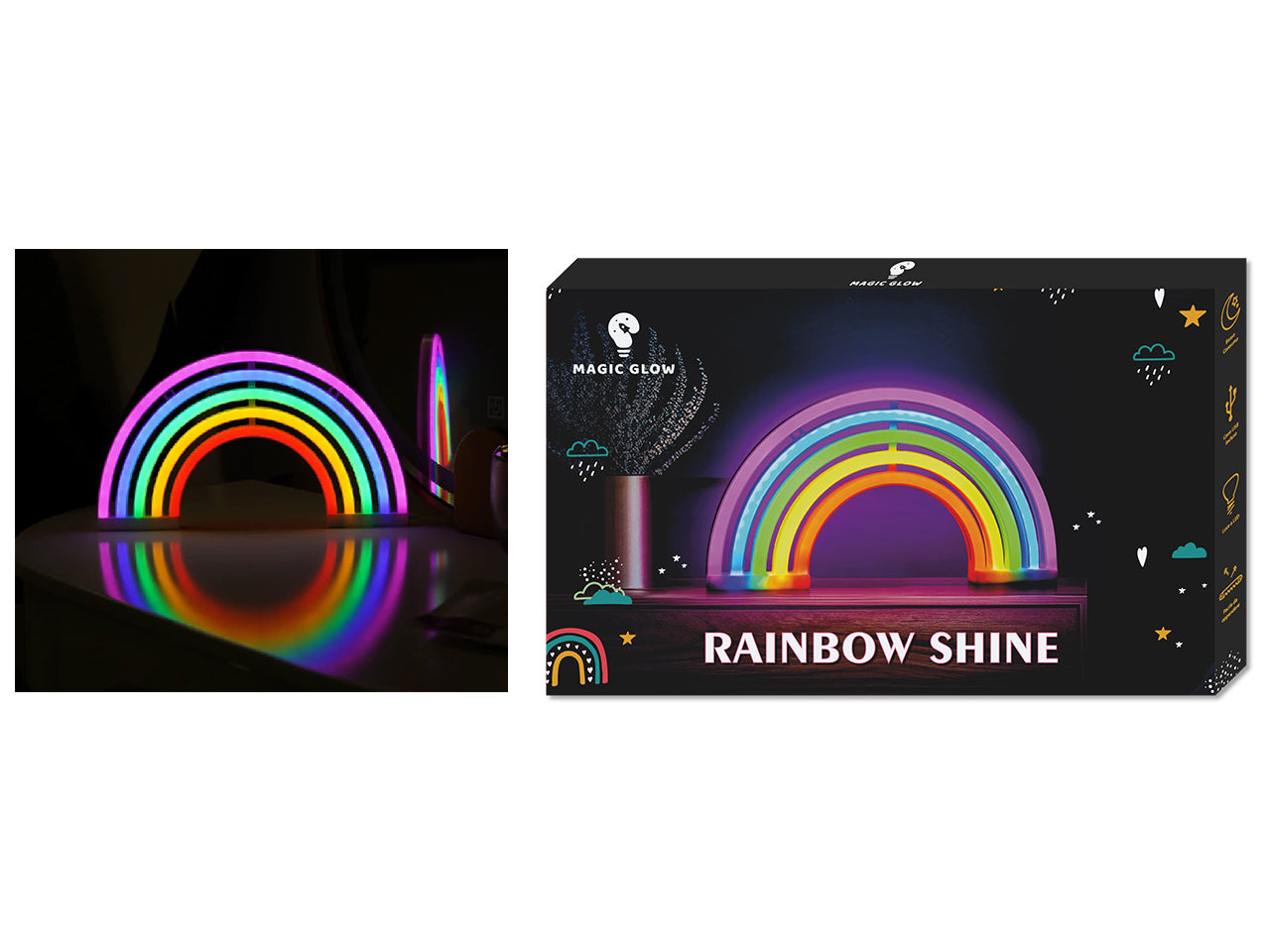 Rainbow shine wall luce led multicolor 14,22x20,32x5,08cm a batteria