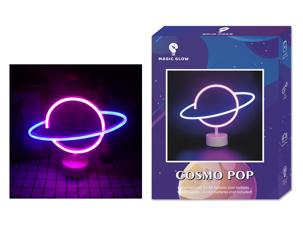 Cosmo pop stand luce led multicolor 13x30x1,5cm con cavo usb