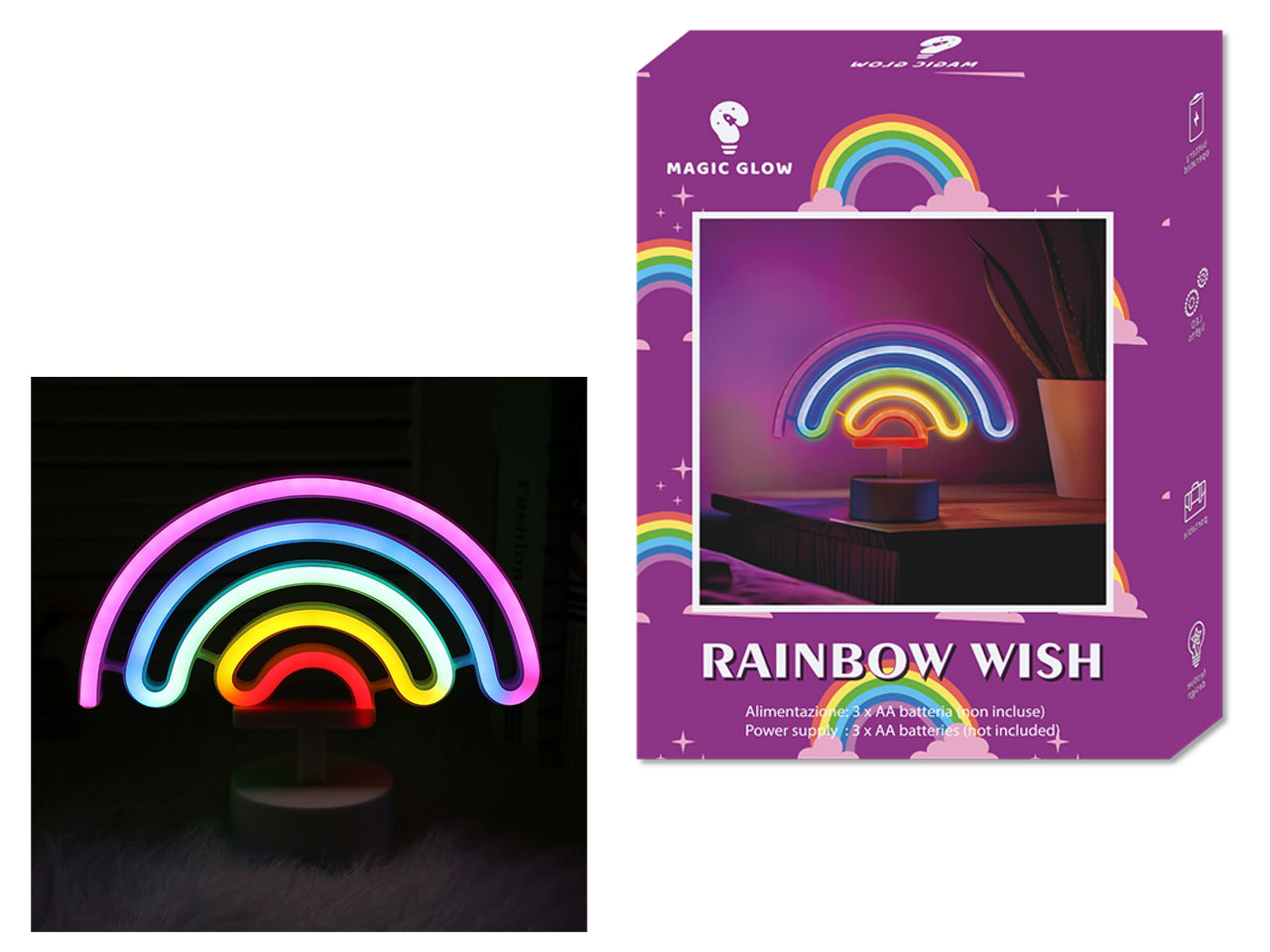 Raimbow wish stand luce led color 23x19x10cm a batteria