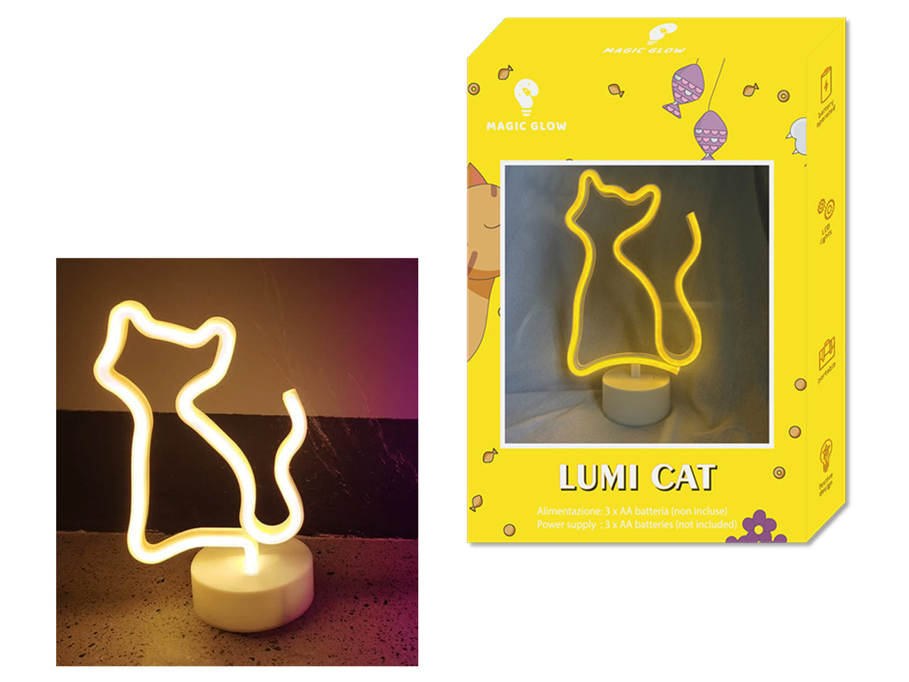 Lumi cat stand luce led color 24,5x14,5x10cm a batteria