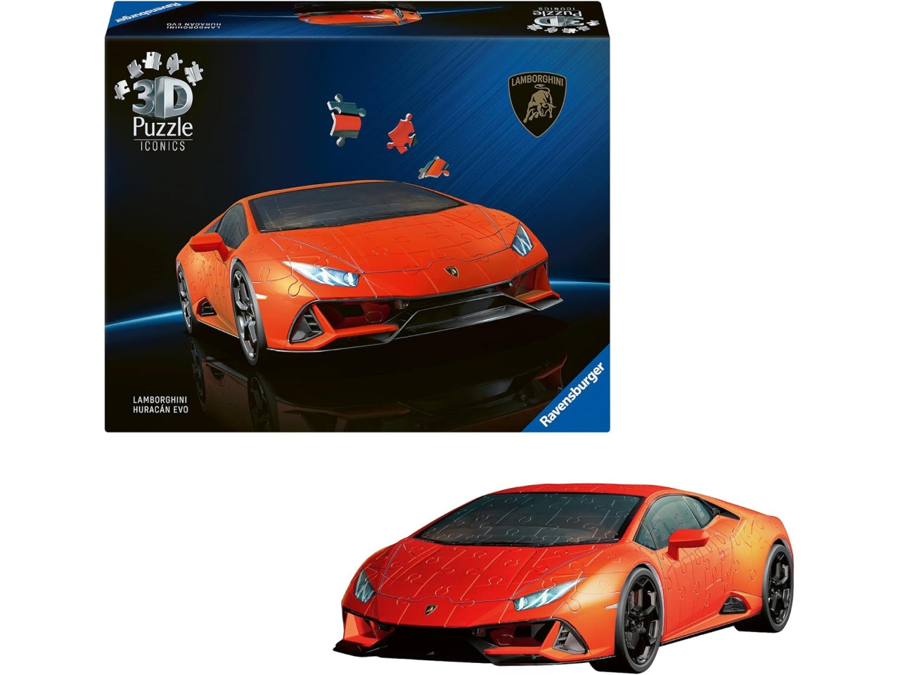 Puzzle 3D Lamborghini Huracan Evo di colore arancio