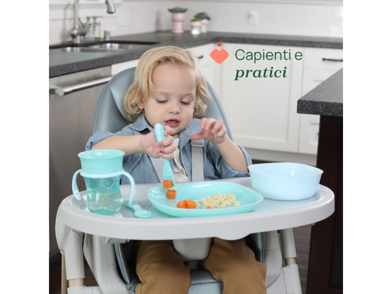 Set pappa 12 mesi di colore azzurro