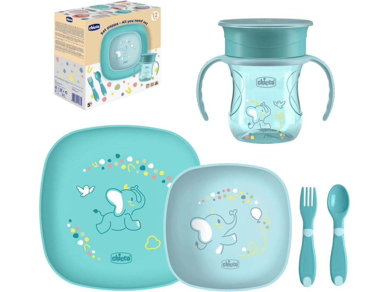 Set pappa 12 mesi di colore azzurro