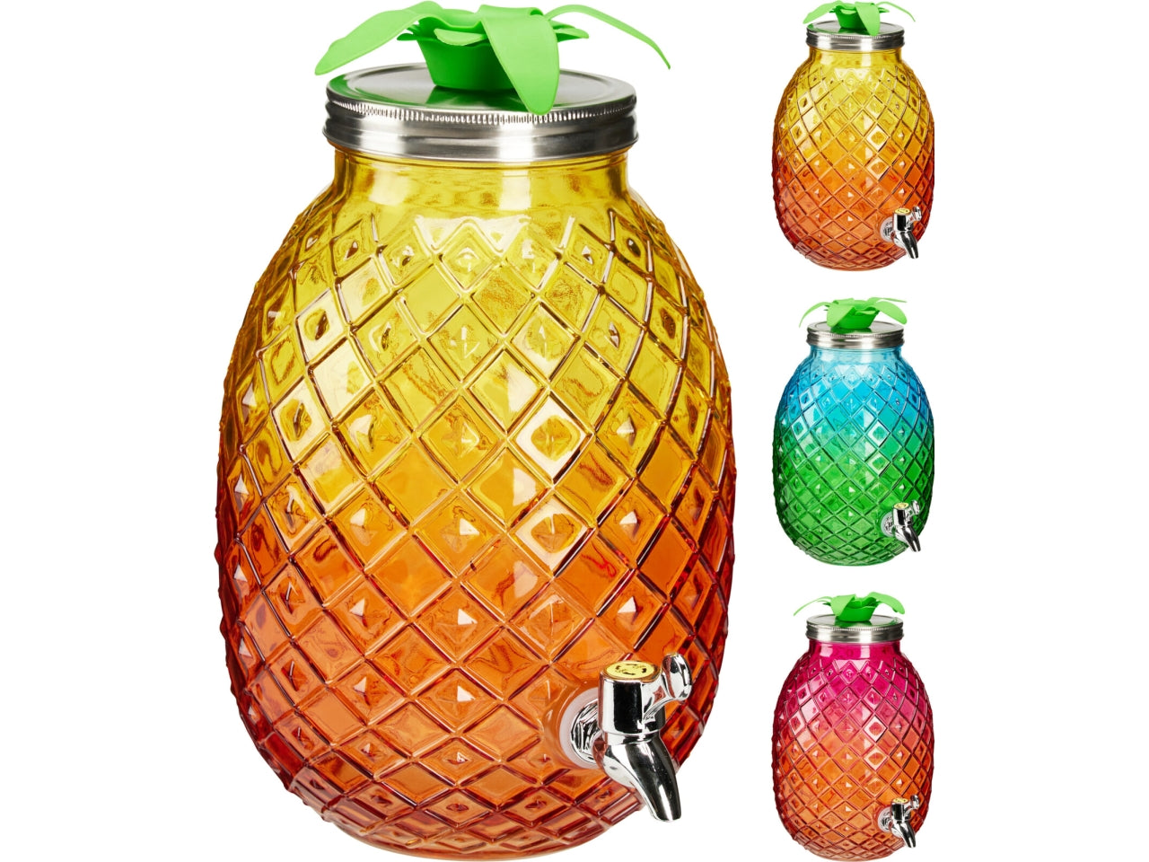 Dispenser bevande a forma di ananas 28cm in 3 colori assortiti