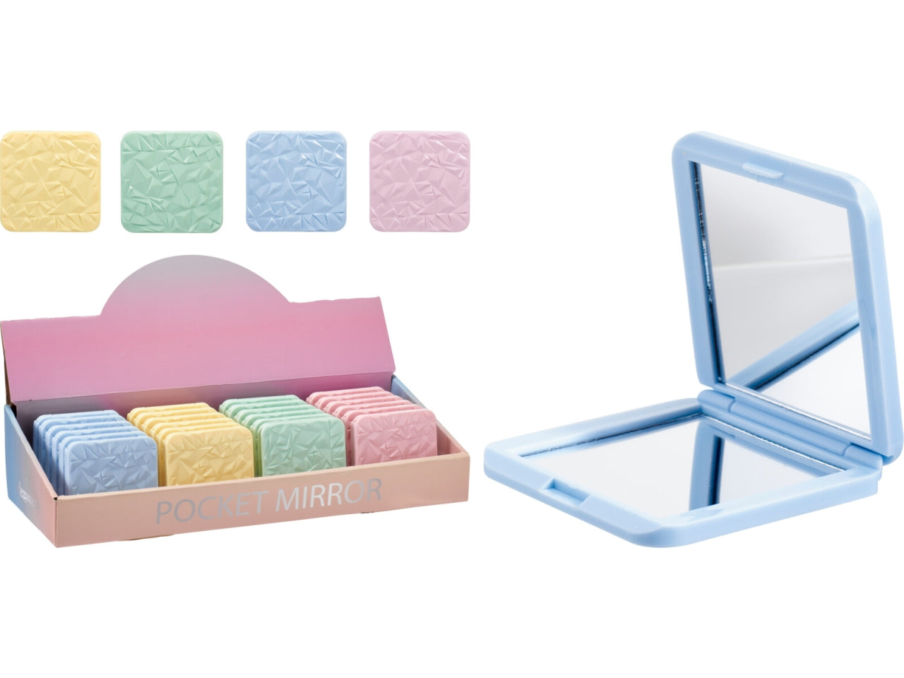 Specchio da borsetta 7x6cm, 3colori assortiti