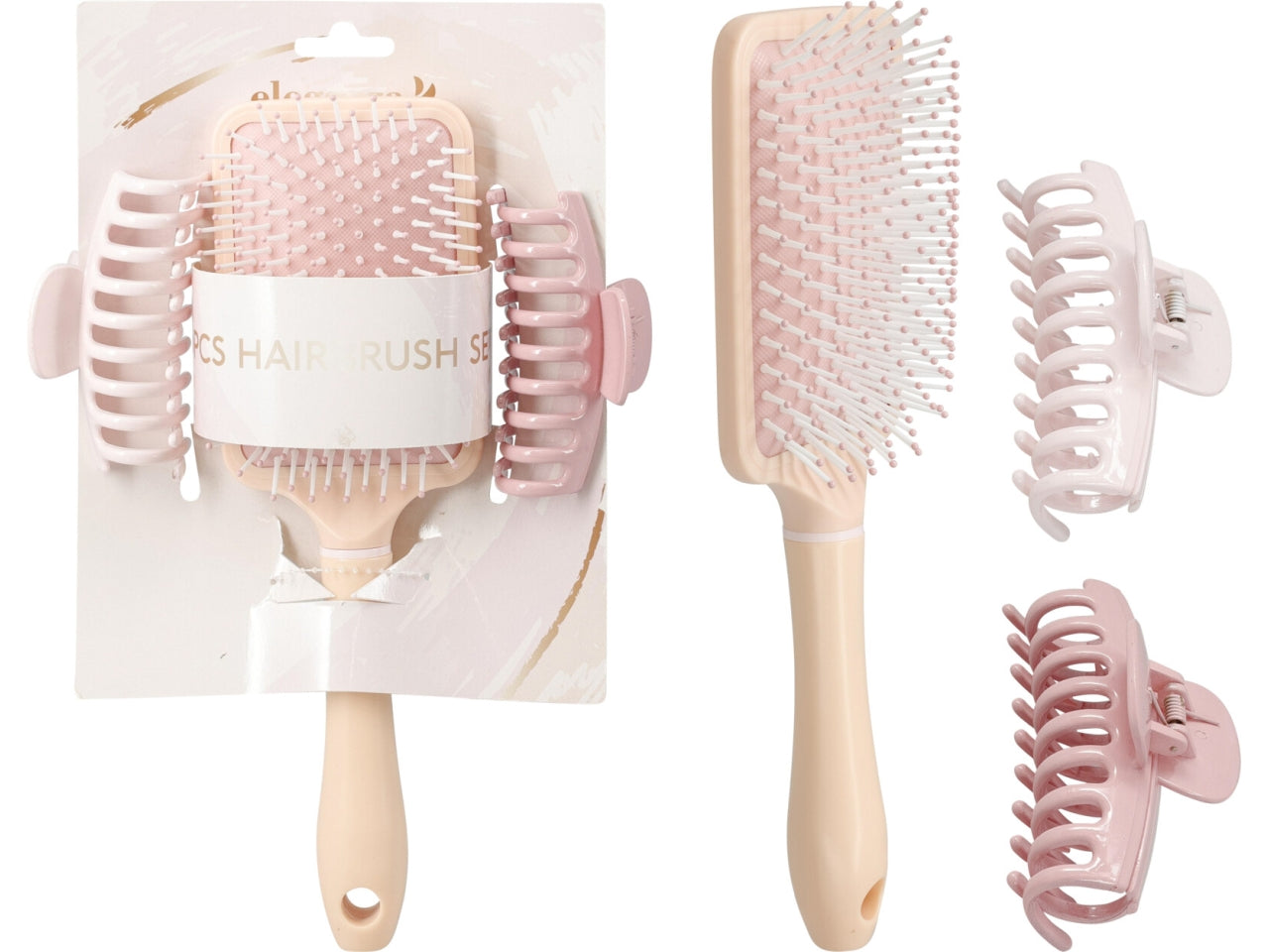 Spazzola con 2 pinze per capelli