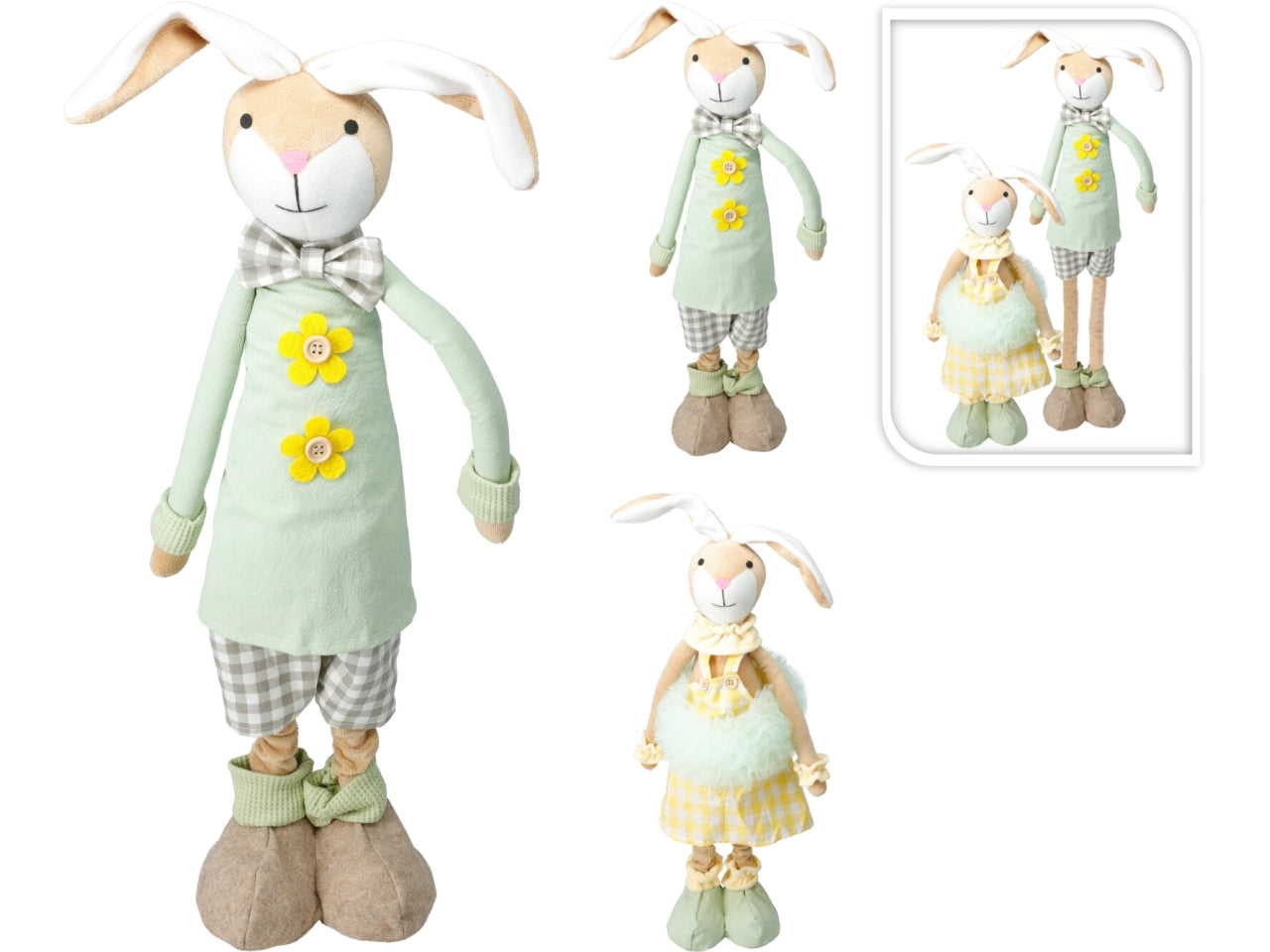 Coniglio in tesuto estensibile 80cm, 2 soggetti assortiti