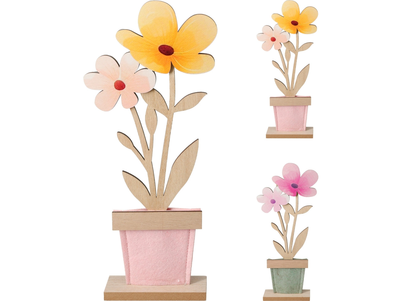 Vaso con fiori in feltro 12x29cm 2 soggetti assortiti