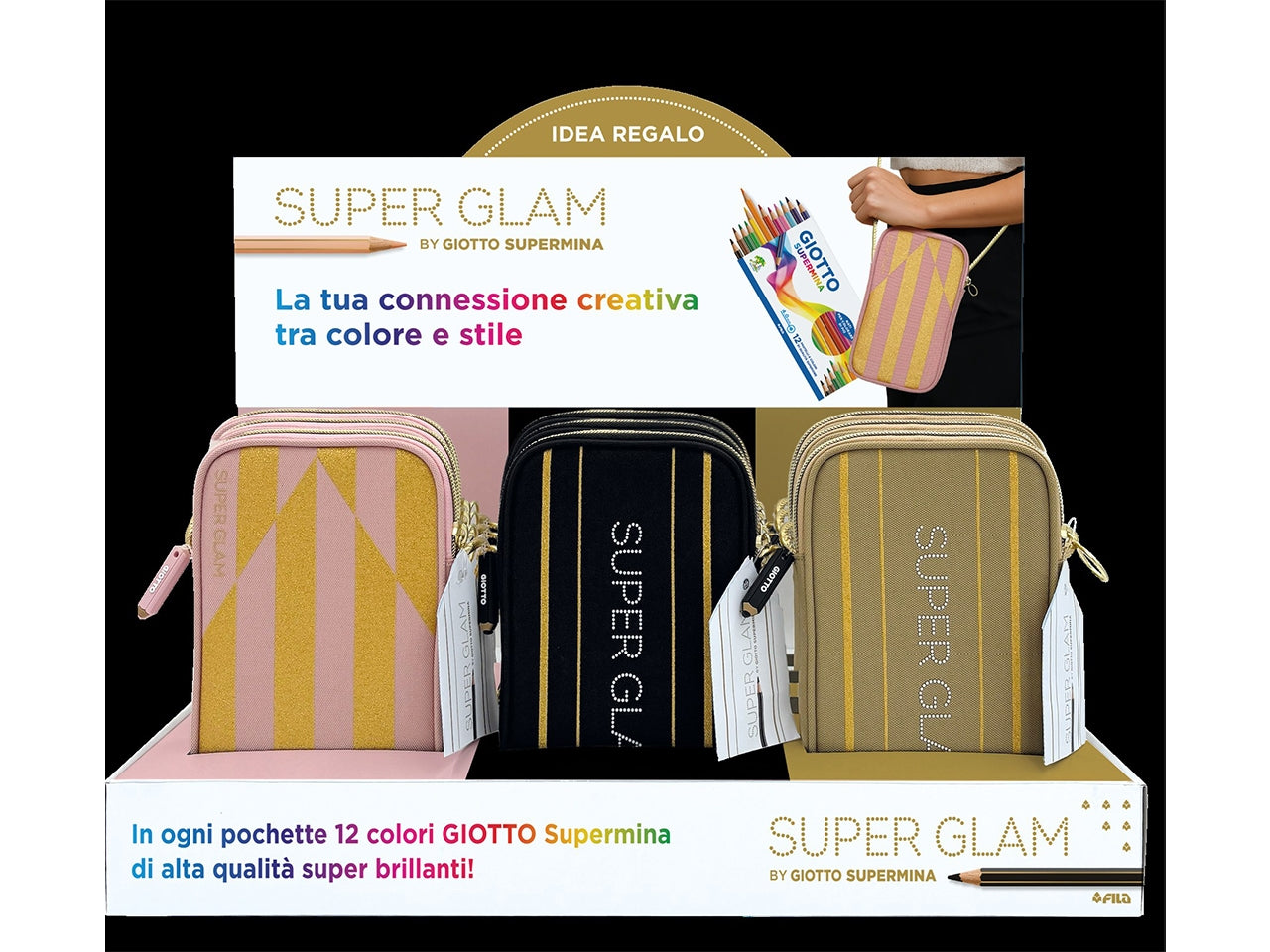 Nuova GIOTTO pochette superglam allâinterno 12 pastelli Giotto Supermina