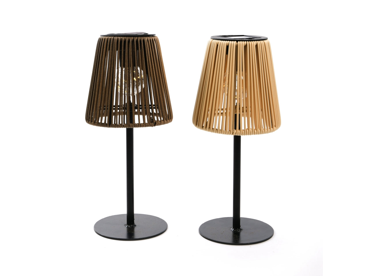 Lampada da tavolo solare in metallo e plastica d.13,5xh.31cm, 2 colori asortiti