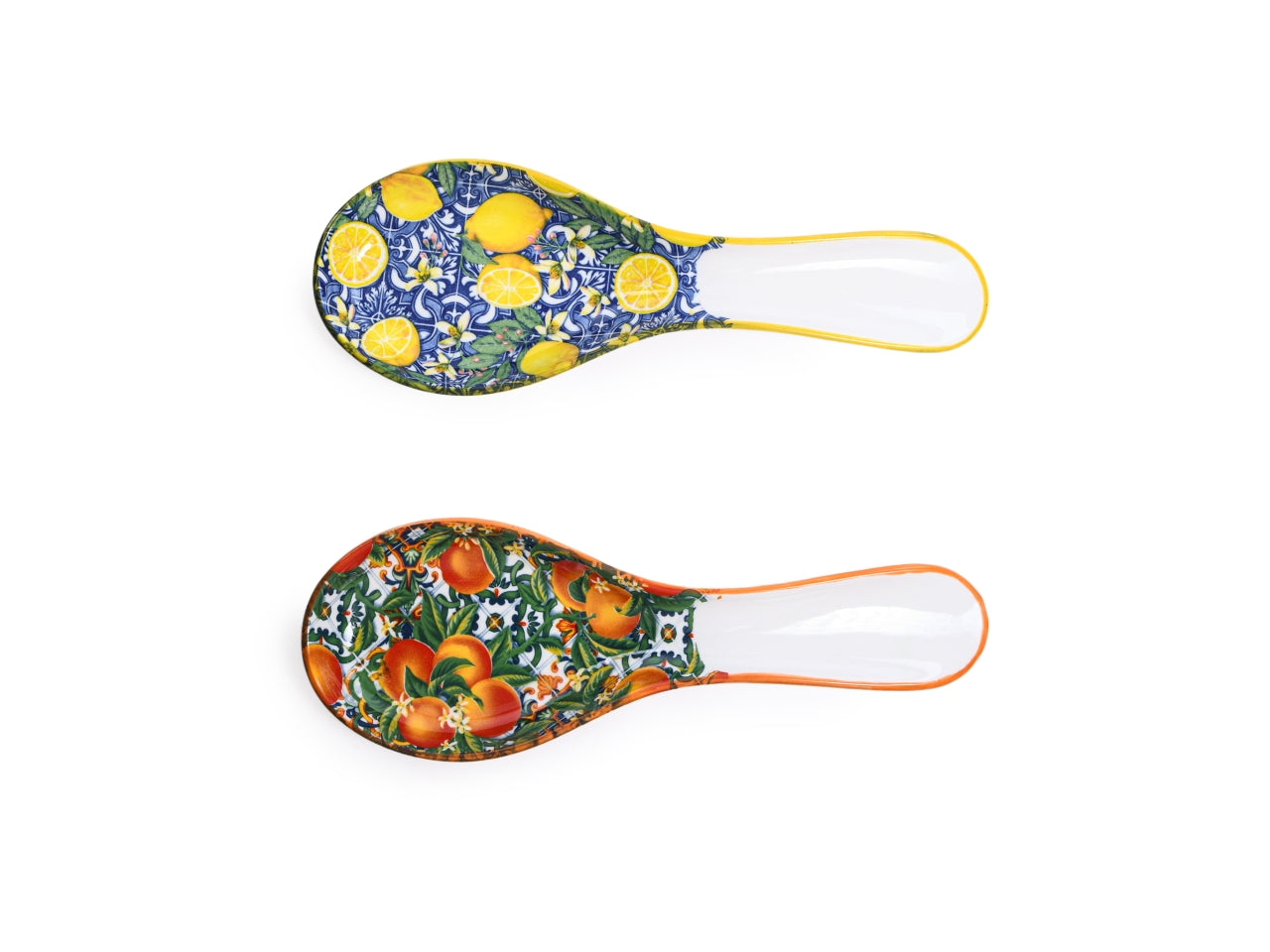 Poggiamestoli in porcellana 26x9xh.2,5cm con decori assortiti