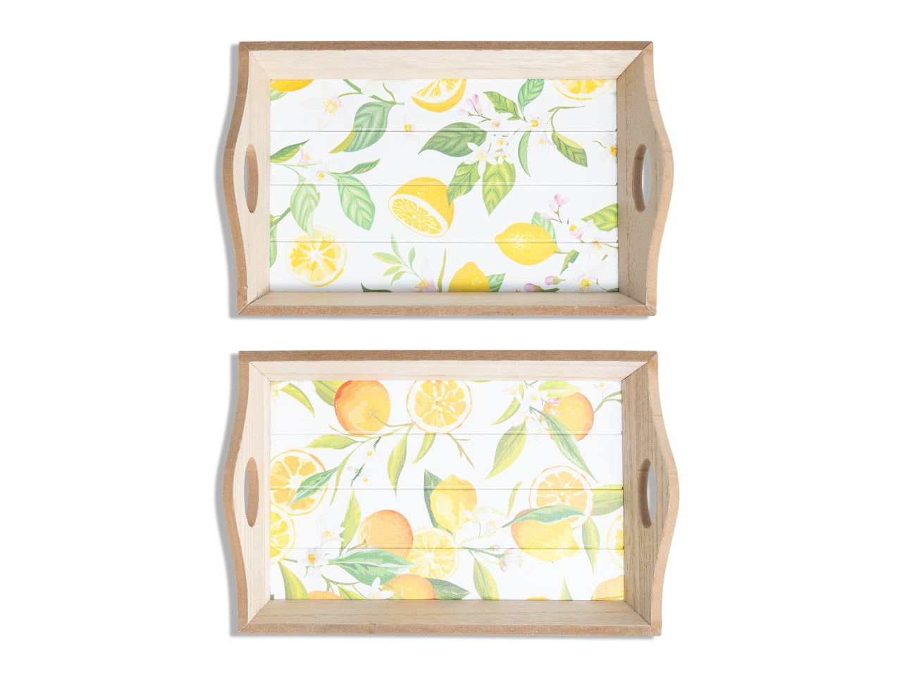 Vassoio limoni in legno 23,5x15xh.5cm con decori assortiti