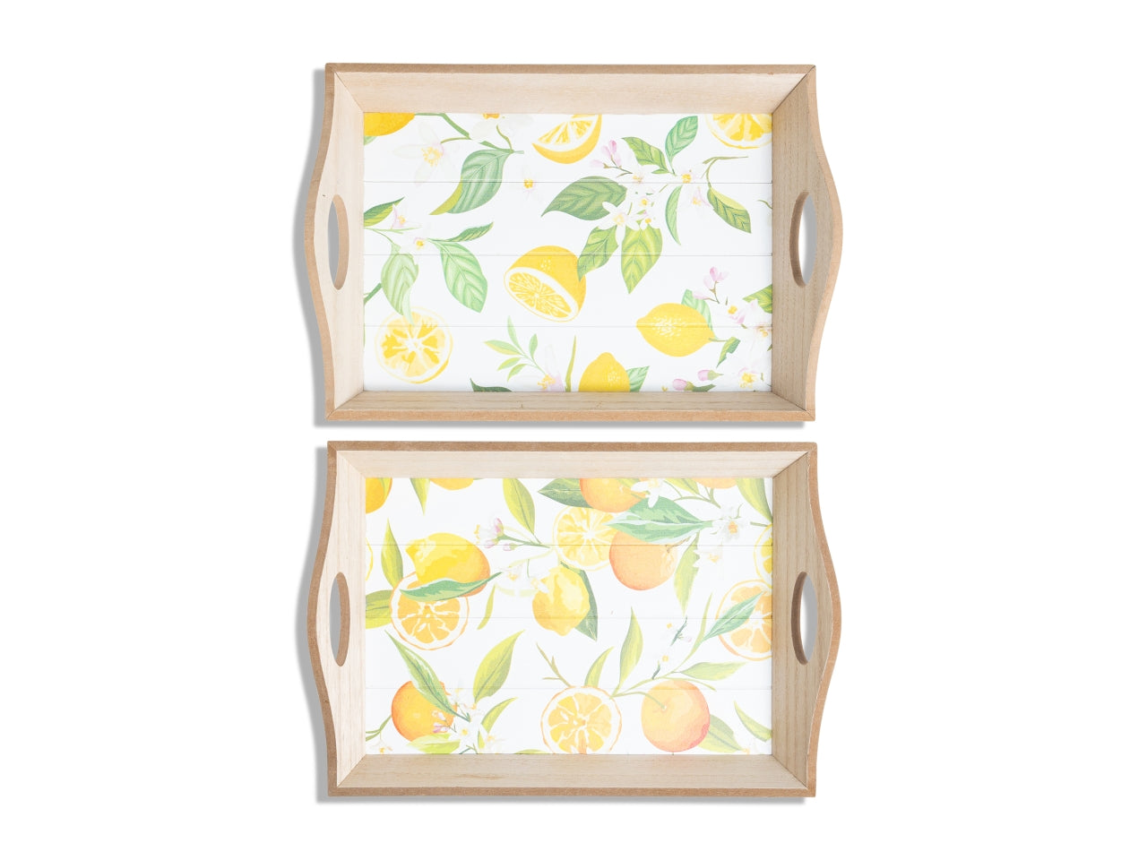 Vassoio limoni in legno 30x20,5xh.7cm con decori assortiti