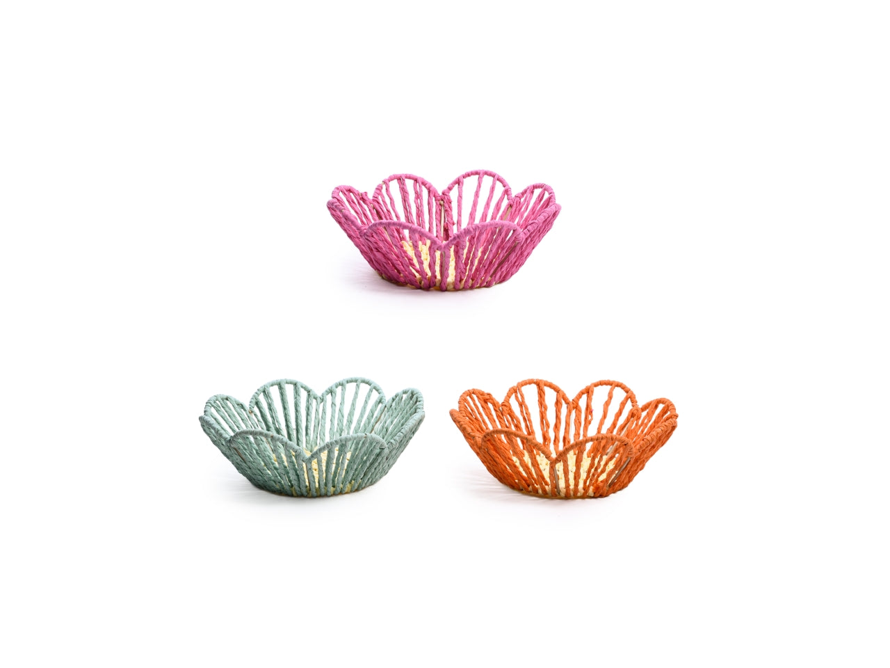 Cestino fiore in metallo e carta 23x23xh.8cm, colori assortiti