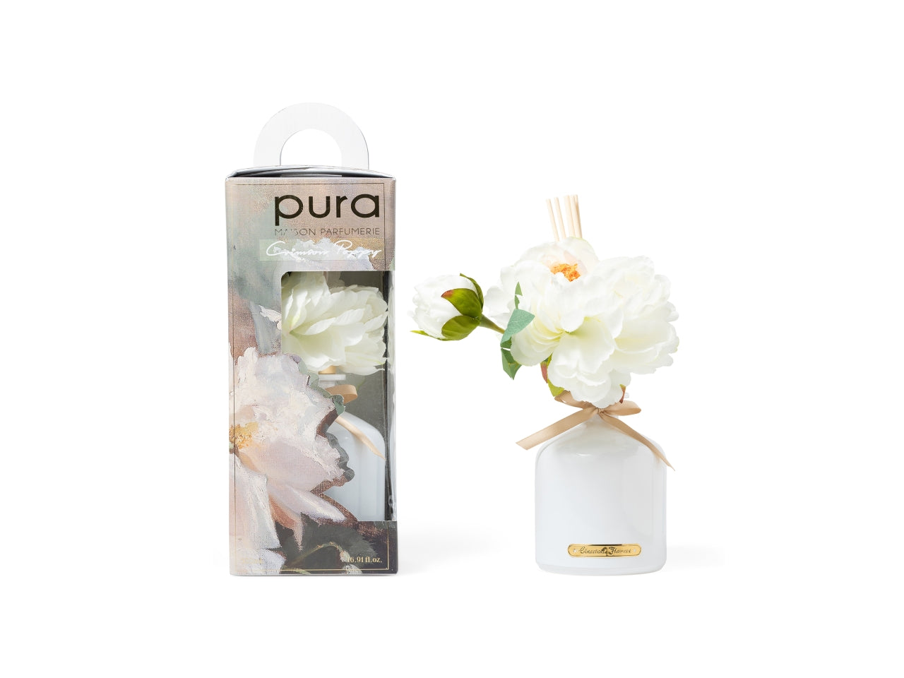 Diffusore con bacchette e fiori 500ml, fragranza crimson poppy
